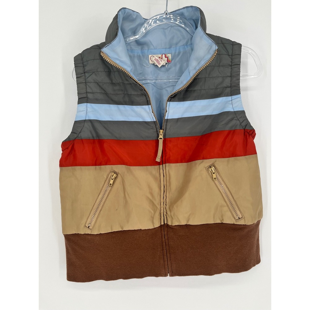 Vintage OP Vest Junior Girls XL 15/17 Grey Colorblock Strioe Full Zip Jacket